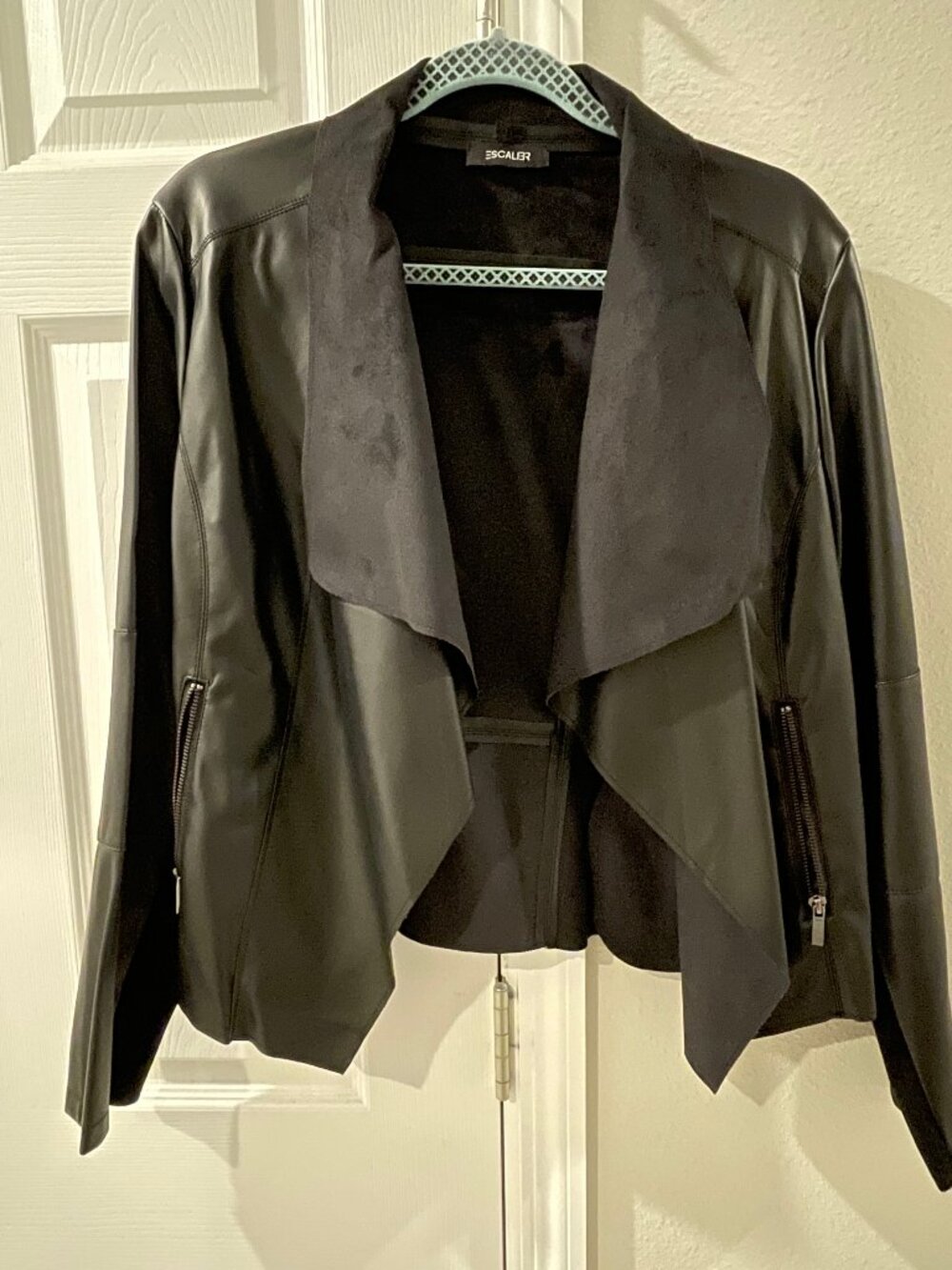 Faux Leather Jacket Open Front Jacket